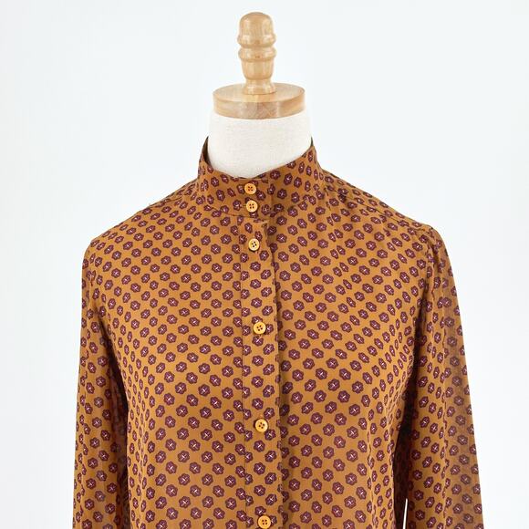 Vintage 80s 90s Regina Porter Blouse Top Size 12 Print Semi Sheer Retro Career - Picture 2 of 5